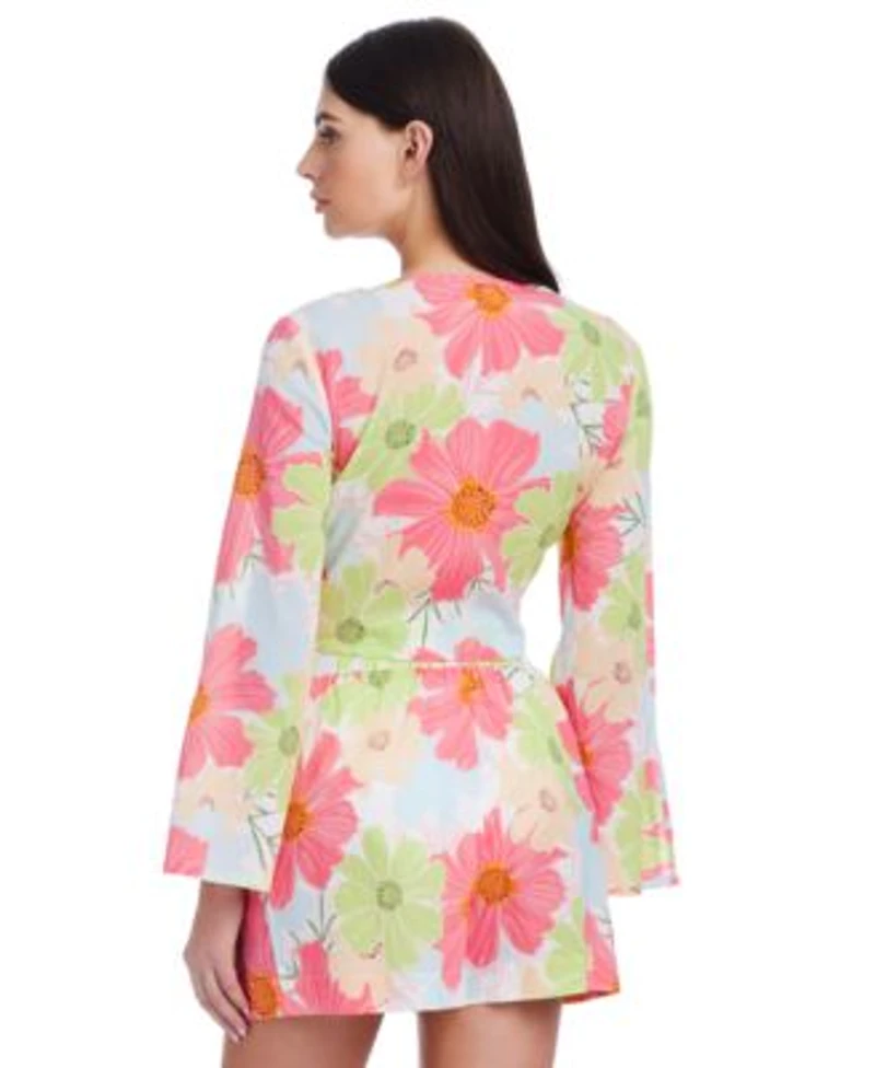 Sanctuary Womens Floral Knot Cover Up Top Paperbag Cover Up Shorts