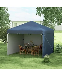 Outsunny 10' x 10' Pop Up Canopy with 3 Sidewalls and Carry Bag,