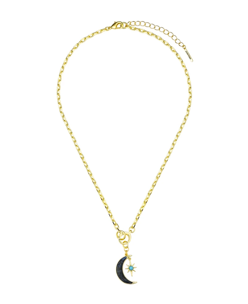 Unwritten Lapis Stone Moon Star Pendant Necklace