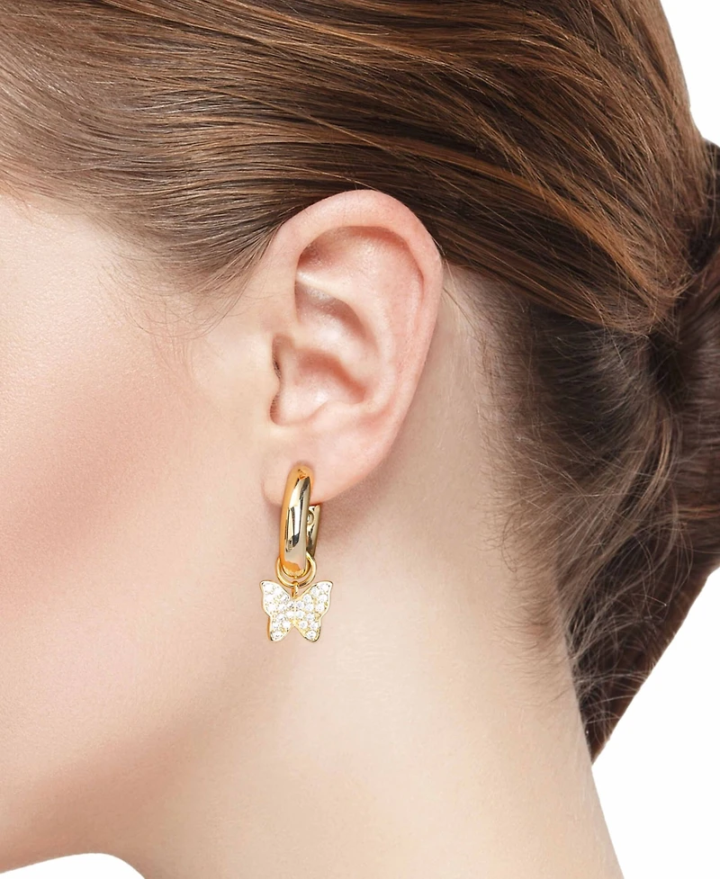Unwritten Cubic Zirconia Butterfly Charm Hoop Set