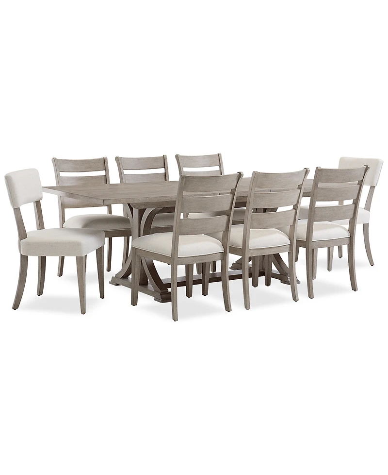 Sadie 9-Pc. Rectangular Dining Set (Table, 6 Ladder Back Chairs & 2 Upholstered Side Chairs), Created for Macy's