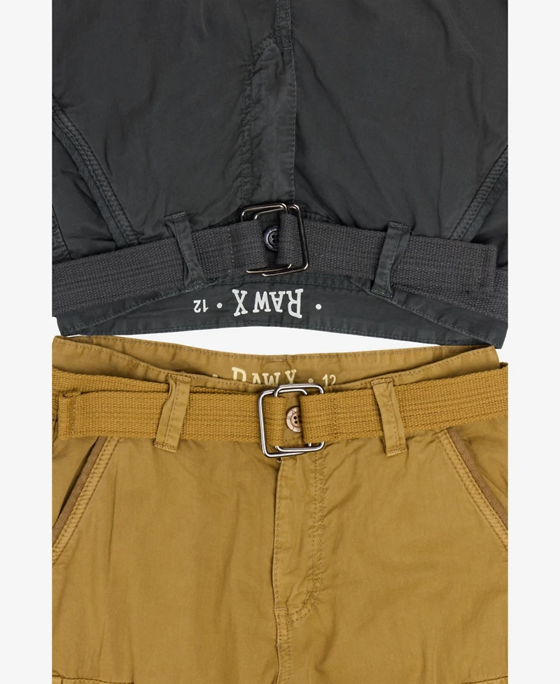 Raw X Big Boys 2 Pack Combo Belted Twill Cargo Shorts 8-18