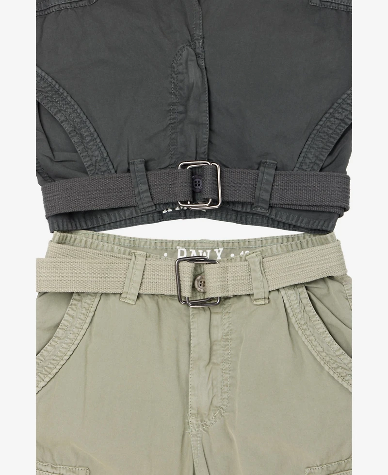 Raw X Big Boys 2 Pack Combo Belted Twill Cargo Shorts 8-18
