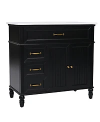 Streamdale 36" Bathroom Vanity with Sink, Black Bathroom Cabinet with Drawers, Solid Frame and Mdf Board, One Package