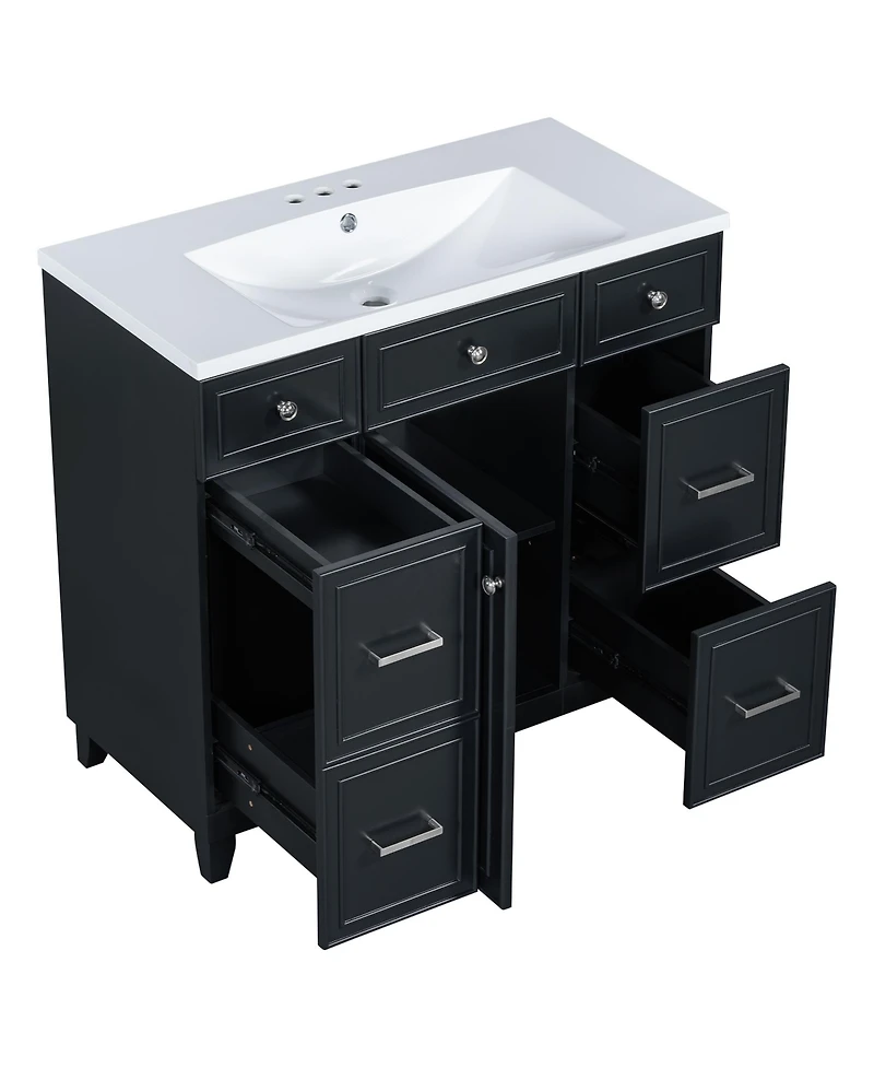 Streamdale 36" Vanity Set with Sink Black Shaker, Soft Close