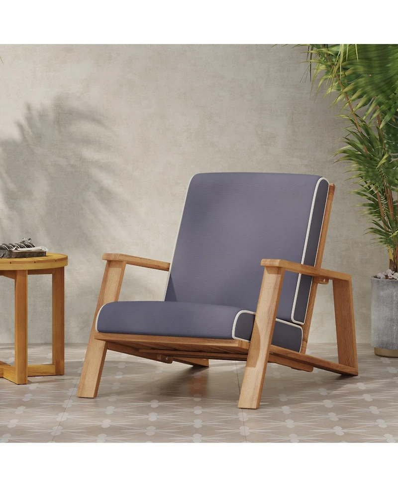 Streamdale Contemporary Acacia Wood Adirondack Club Chairs with Water-Resistant Cushions
