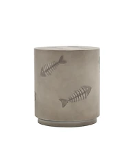 Streamdale Unique Sea Life Style Round Side Table - Fish Design Magnesium Oxide, 16" x 18