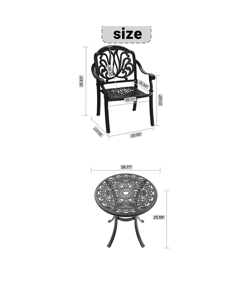 Streamdale 5-Piece Set Of Cast Aluminum Patio Furniture With Black Frame and Seat Cushions In Random Colors