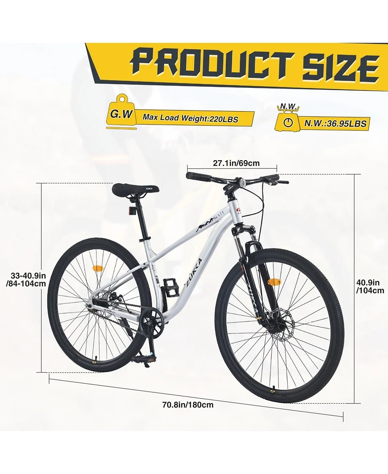 Streamdale 29 Inch Wheels Single Speed Mountain Bike, for Men Women Boys and Girls, Front Suspension,Steel Frame