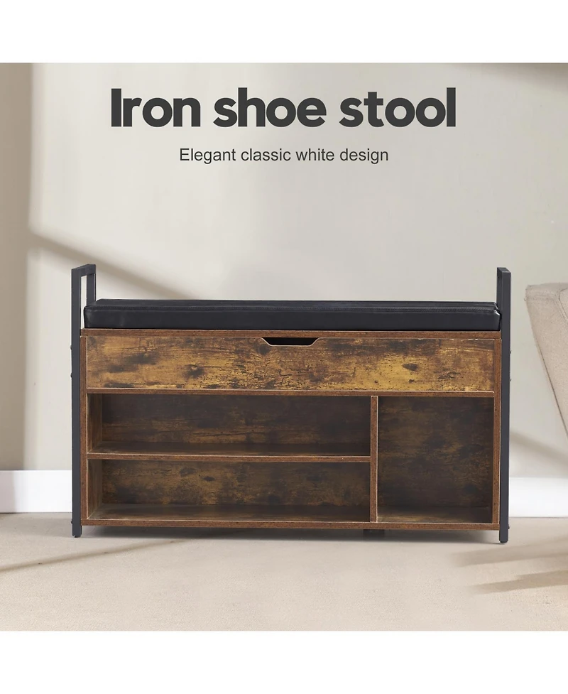 Streamdale 39" Storage Bench with Cushion and Lift-Top for Shoes, Entryway