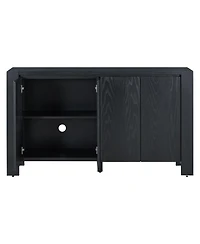 Streamdale Retro 4-door Sideboard with Distressed Finish and Adjustable Shelves for Dining Room, Kitchen, and Living Room (Black)
