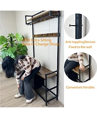 Streamdale 5-in-1 Entryway Bench with Drawers, Hooks, and Shoe Rack