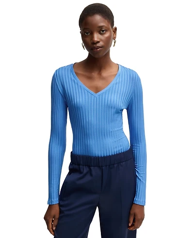 Boss by Hugo Women's Long-Sleeved V-Neck Top