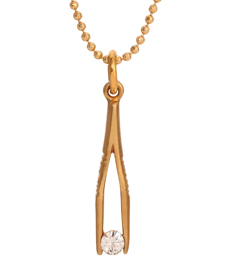 2028 Crystal Small Tweezer Pendant Necklace
