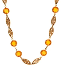 2028 Topaz Crystal Filigree Station Necklace