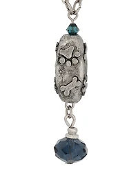 2028 Blue Glass Paw and Bone Pendant Necklace