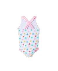 Infant Girls Starfish Print Textured Swimsuit