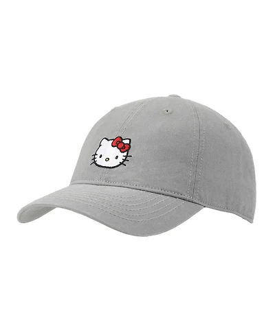 Hello Kitty Men's Embroidered Character Beige Unstructured Baseball Cap