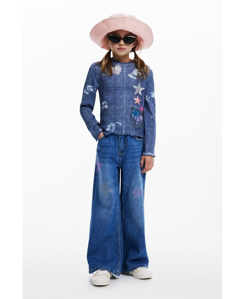 Desigual Girls Girls's Denim T-shirt with stars