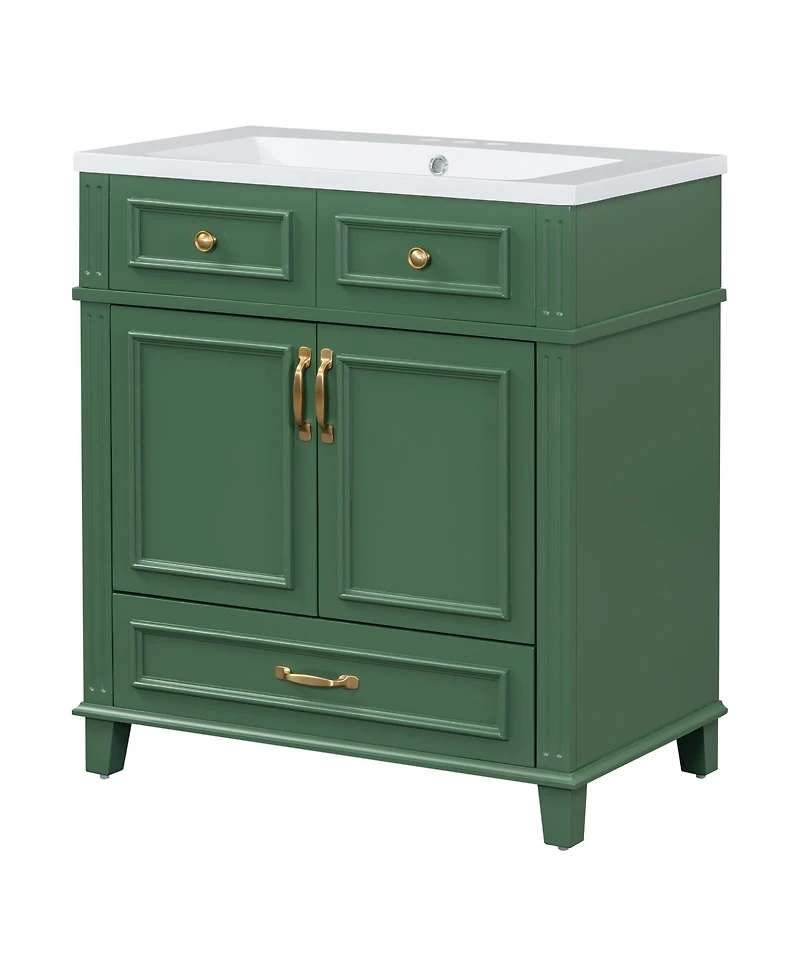 Streamdale 30" Green Bathroom Vanity with Resin Sink and Soft Closing Doors