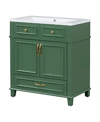 Streamdale 30" Green Bathroom Vanity with Resin Sink and Soft Closing Doors
