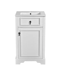 Streamdale 20-Inch Vanity Ceramic Sink, Soft-Close Door, Adjustable Shelf, Door Storage