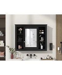 Wall Mounted Bathroom Cabinet with Mirror and 6 Shelves