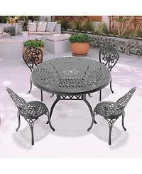 Streamdale 5-Piece Set Of All-Weather Cast Aluminum Dining Furniture Set With Black Frame