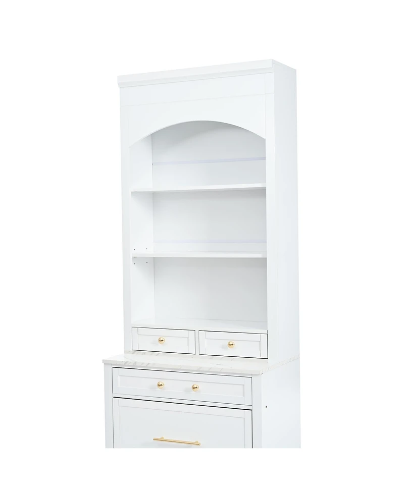 Streamdale 83.7" Tall Kitchen Pantry with Faux Marble Top and Drawers