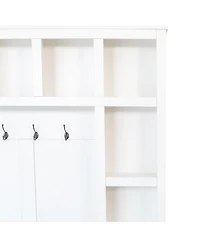 Streamdale Farmhouse Hall Tree with 6 Hooks, Adjustable Shelves, Shoe Cabinet, Mudroom Storage, 76.7