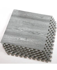 100 SqFt 3/8" Natural Gray Wood Grain Foam Mat Interlocking Mat Tiles 25pcs