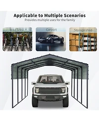 Streamdale 12x20 Ft Metal Carport,Heavy Duty Canopy Galvanized Steel Outdoor Garage for Snow,Waterproof Car Shelter