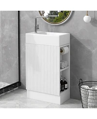 Streamdale 18.6" Bathroom Vanity with Sink, Bathroom Vanity Cabinet with Two-tier Shelf, Left or Right Orientation, White