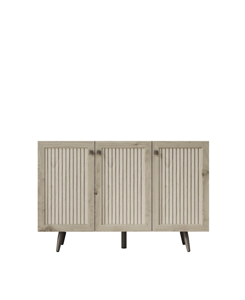 Streamdale Gray Storage Cabinet with 3 Doors, Adjustable Shelf, and Coffee Bar