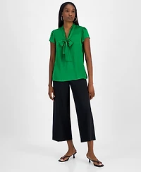 Bar Iii Women's Tie-Front Flutter-Sleeve Blouse, Exclusively at Macy's