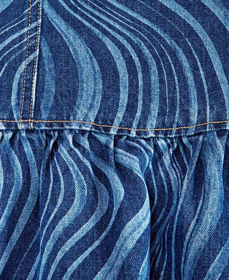 With Jules Big Girl Cotton Denim Wave Wash Skirt