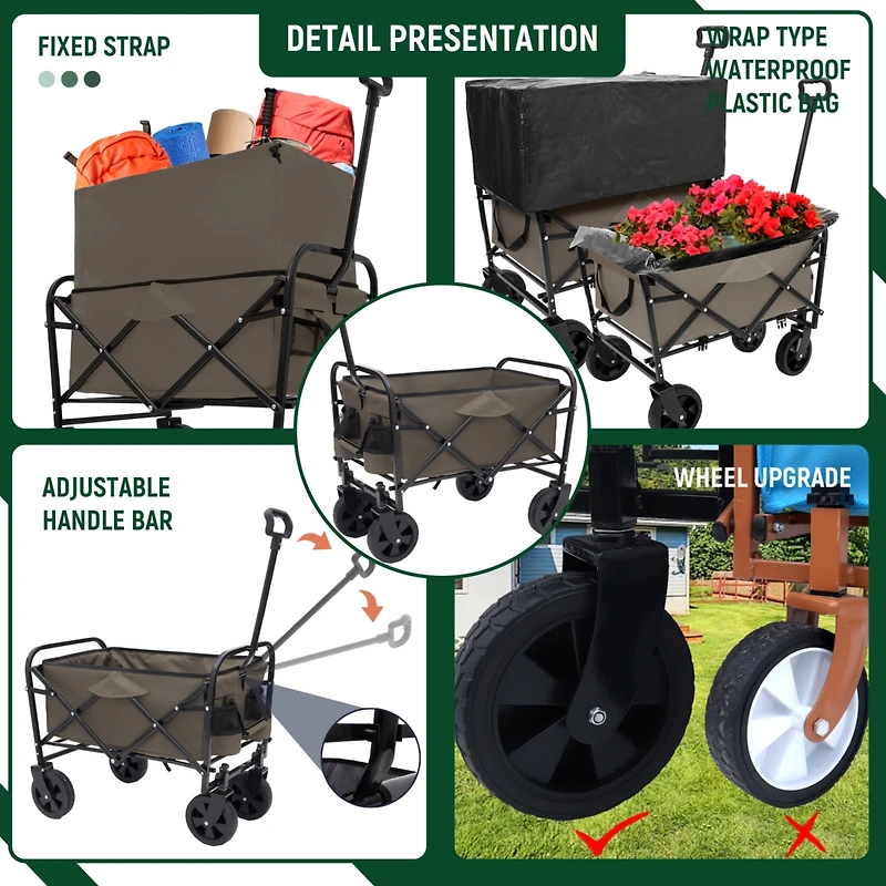 Streamdale Multi-Purpose Collapsible Wagon with Liners Camping, Beach, Grocery