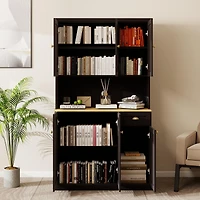 Streamdale 71" Kitchen Pantry & Microwave Stand Freestanding with 6 Doors, 1 Drawer, Adjustable Shelves