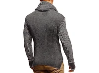 Leif Nelson Men's Cowl Neck Knitted Pullover with Thumbhole Cuffs