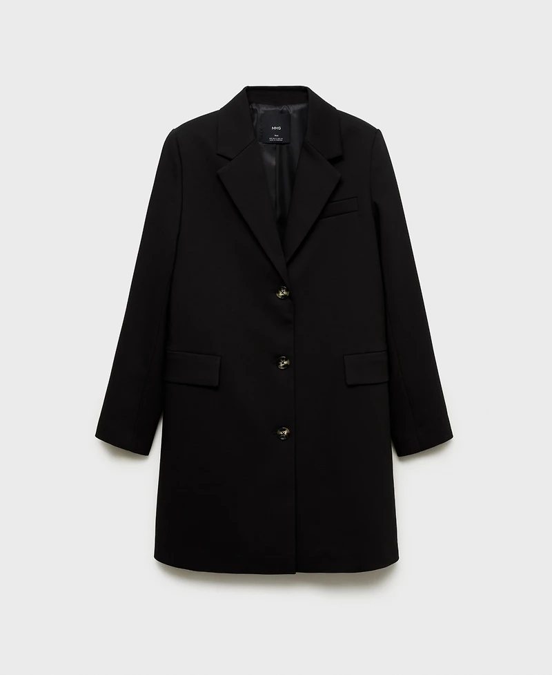 Mango Women's Buttoned Midi Cotton Coat