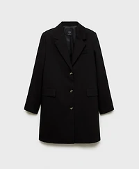 Mango Women's Buttoned Midi Cotton Coat