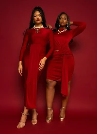 Rebdolls Women's Burgundy Shai Draped Bodycon Mini Dress Party Wear