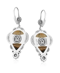 American West Jewelry Sterling Silver Picture Jasper Pear-Cut Concha Earrings