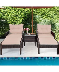 Gymax 5 Pc Patio Set Sectional Rattan Wicker Furniture Set Home Outdoor