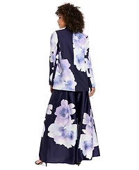Muse Women's Floral Satin Pleated Wide-Leg Pants