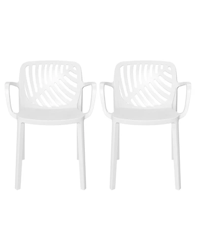 Outdoor Modern Stackable Patio Dining Armchairs (Set of 2)