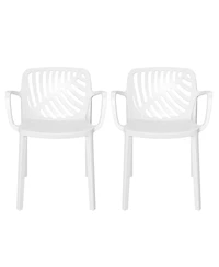 Outdoor Modern Stackable Patio Dining Armchairs (Set of 2)