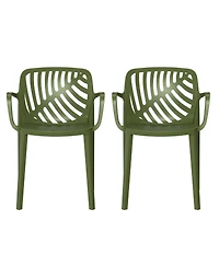 Outdoor Modern Stackable Patio Dining Armchairs (Set of 2)