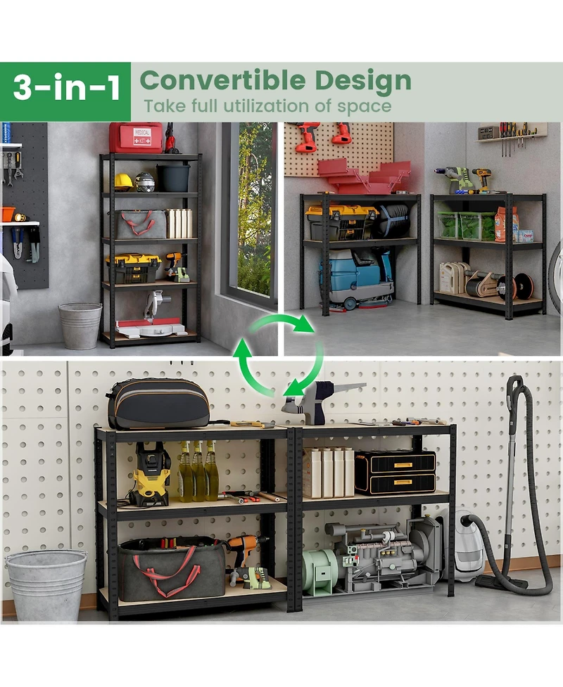5-Tier Shelving Unit with 2000 Lbs Capacity Heavy-Duty Storage Rack for Home & Garage