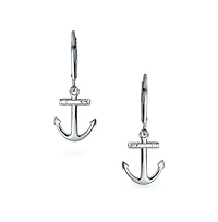 Bling Jewelry Nautical Anchor Dangle Earrings in 14K Gold Plated Sterling Silver